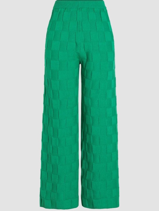 Cider Pants - Cider SOLID KNITTED HIGH WAIST STRAIGHT LEG TROUSERS in Green
